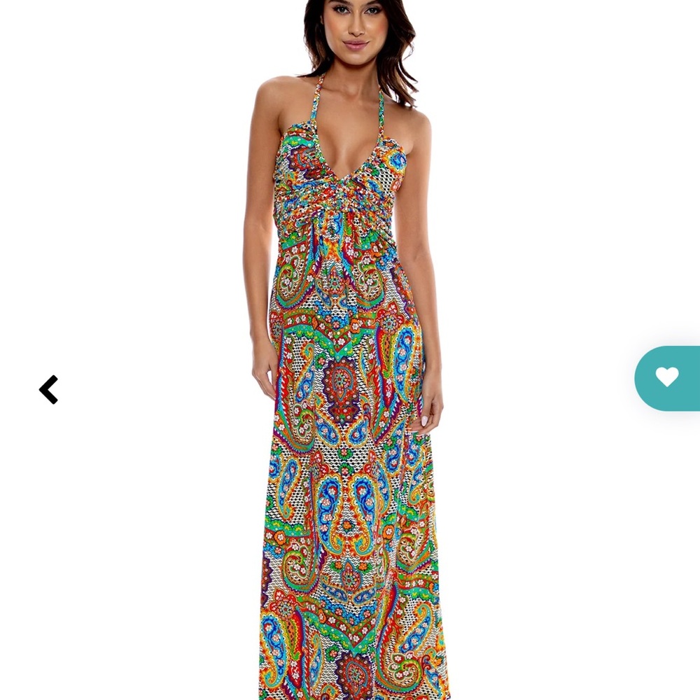 Colorful Paisley Halter Maxi Dress